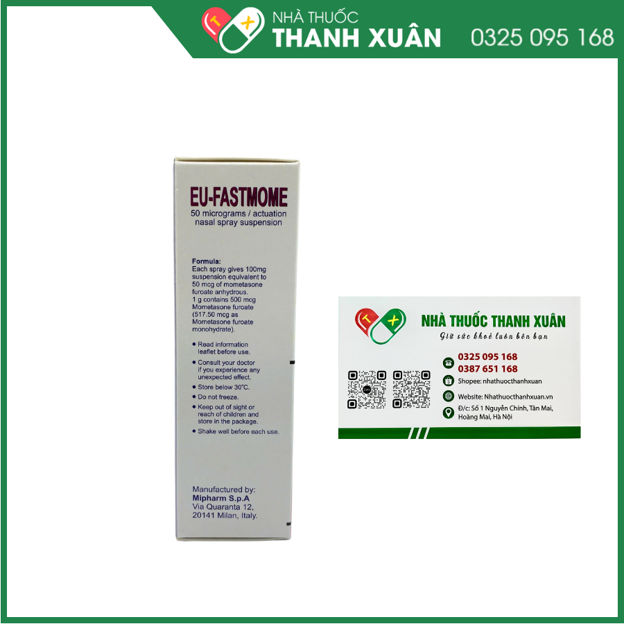 Thuốc xịt mũi Eu-fastmome 50 mg micrograms/actuation 18g điều trị viêm mũi dị ứng
